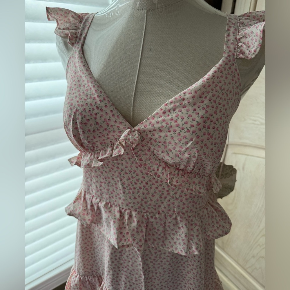 NWT Altar’d State Willa Floral Dress Ivory Pink Medium - Picture 5 of 7